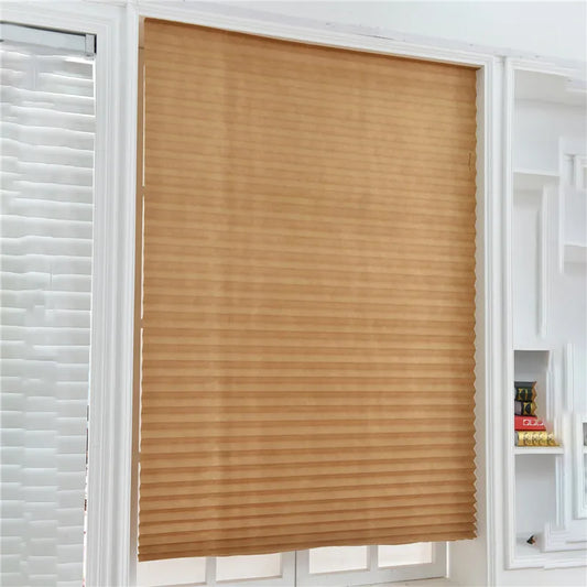 Self-Adhesive Pleated Blinds Half Blackout Windows Curtains for Kitchen Bathroom Balcony Shades For Coffee/Office Window