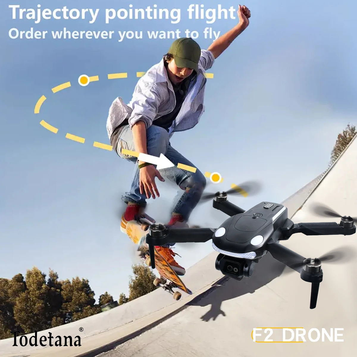 طائرة بدون طيار F2 بدقة 4K Ultra HD تتبع أوضاع طيران ذكية عمر بطارية طويل تصميم قابل للطي للتصوير الجوي أثناء السفر