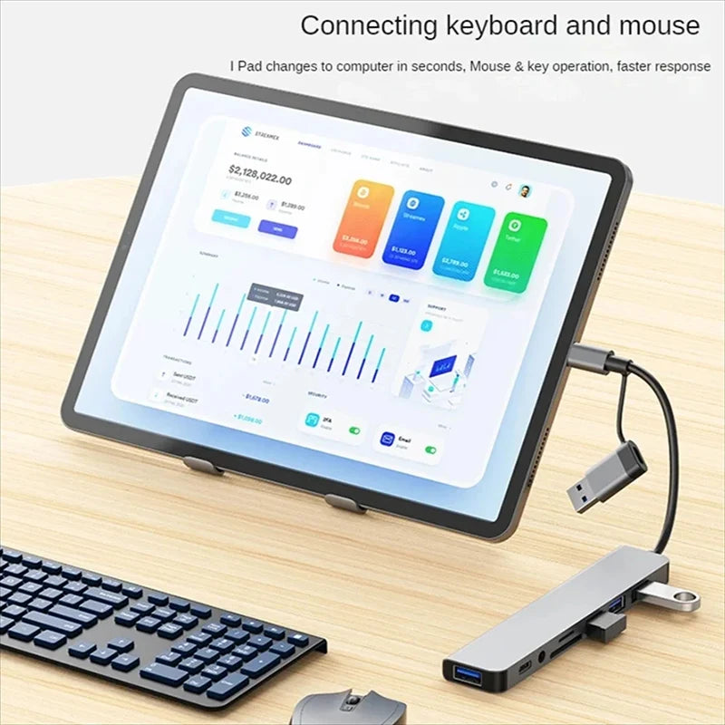 موزع USB C، موزع USB، 8 في 2، موسع USB مع 4 منافذ USB، منفذ USBC واحد، قارئ بطاقة TF/SD، مخرج صوت متوافق مع MacBook
