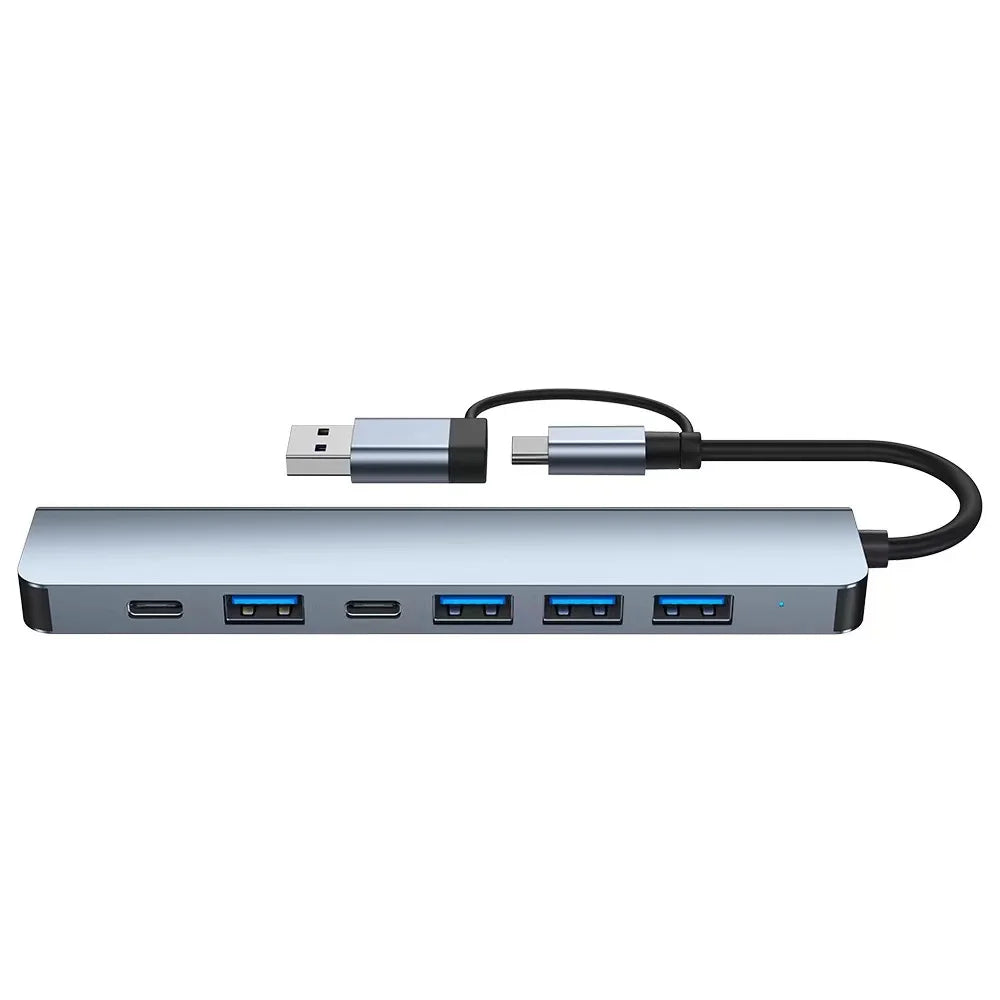موزع USB C، موزع USB، 8 في 2، موسع USB مع 4 منافذ USB، منفذ USBC واحد، قارئ بطاقة TF/SD، مخرج صوت متوافق مع MacBook