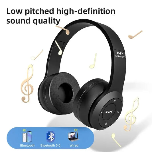 سماعة ستيريو P47 5.0 سماعة بلوتوث قابلة للطي سلسلة سماعة ألعاب رياضية لاسلكية لهاتف iPhone XiaoMi 